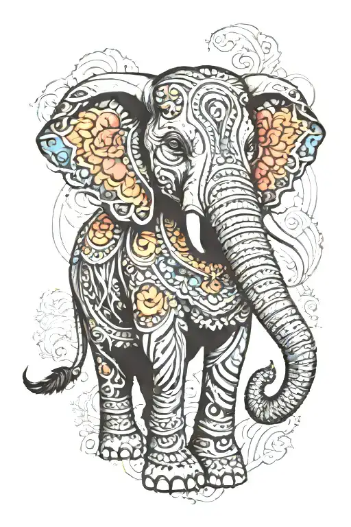 Indian Traditional Dominant Elephant Adorned With Traditional