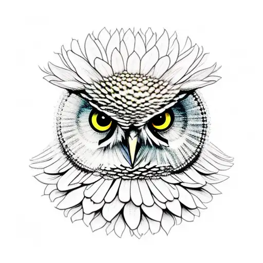 Owl And Chrysanthemum