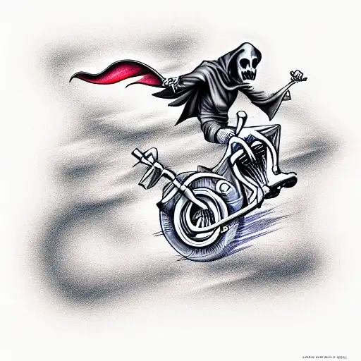 Grim Reaper Riding A Harley