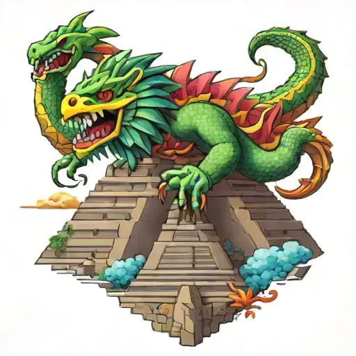 Quetzalcoatl On Mayan Pyramid