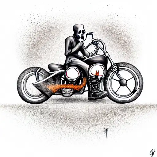 Grim Reaper Riding A Harley Davidson