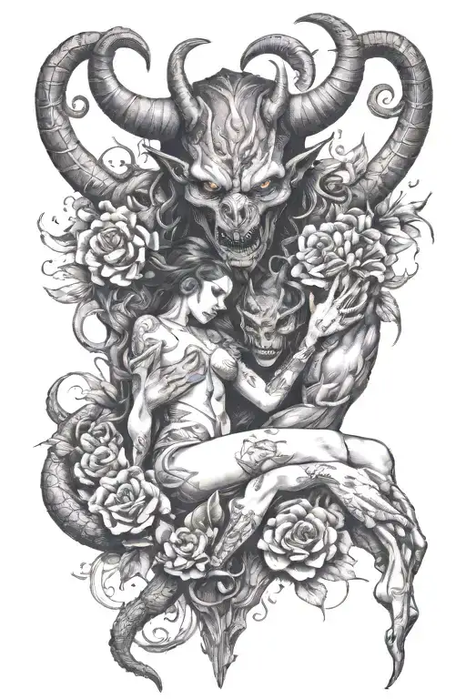 Demon Holding Pretty Girl