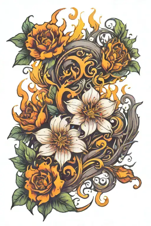 Fire With Flowers Blooming