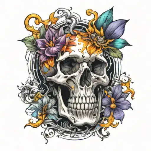 Skull Fire Flowers