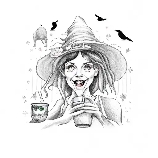 A Tea-loving Witch Surrounded By Farm Animals And Nature Elements