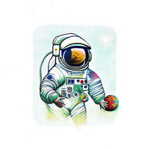 Astronaut With Planets On His Back