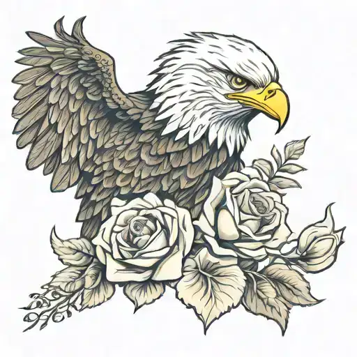 Bald Eagle And Rose