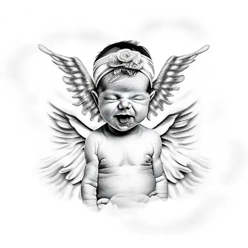 Cute Newborn Baby Girl With Angel Wings