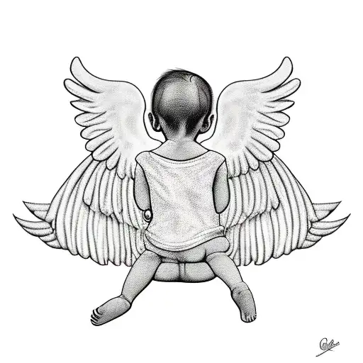 Cute Newborn Baby Girl With Angel Wings