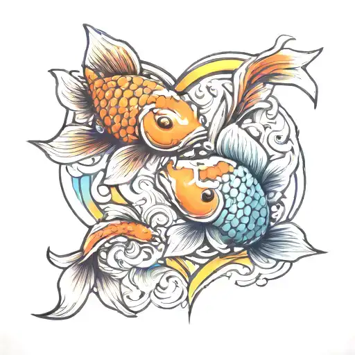2 Koi Fish Rainbow Pride Heart