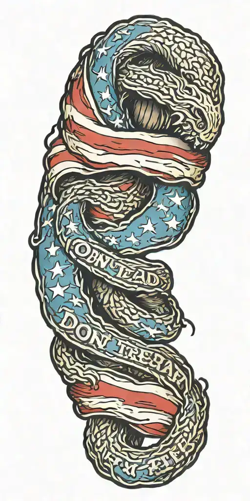 American Flag Waving Military Tattoo With The Phrase Don't Tread On Me