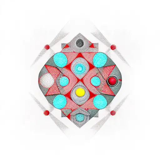 Red And Black Geometry Mixed With Historic Symbols