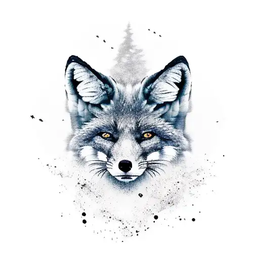 Black And White Fox Portrait