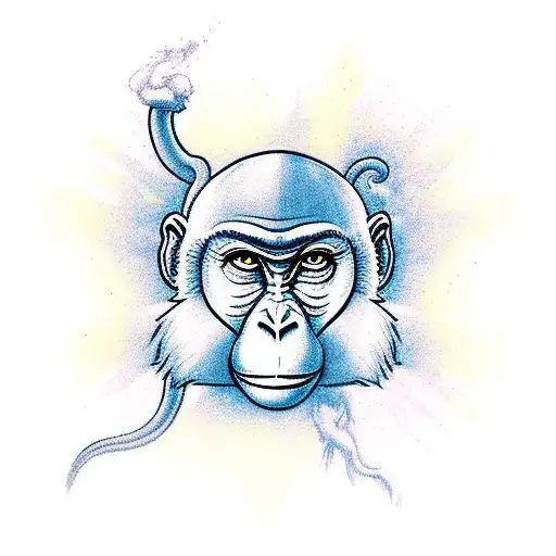 The New Monkey Logo Smoking Weed With The 8Bit Logo Doing The Same