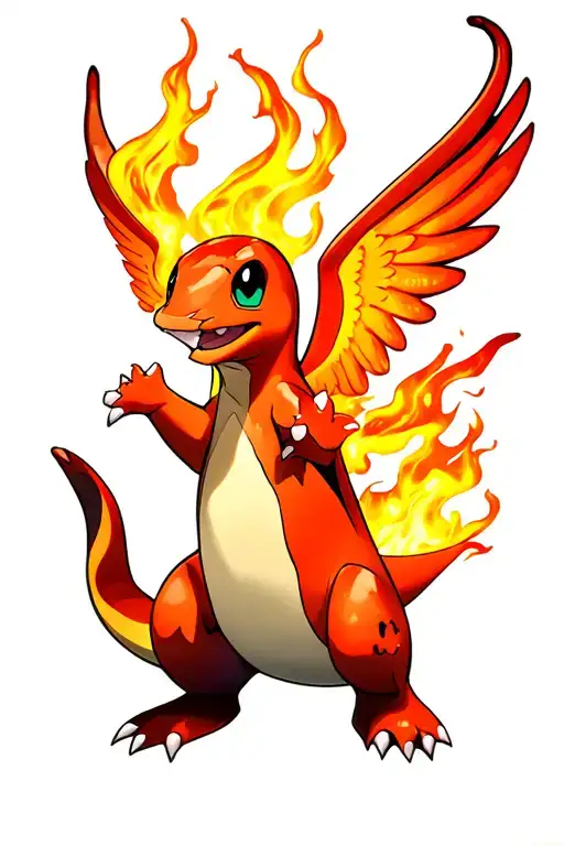 Charmander Pokemon Flameing Wings Flying