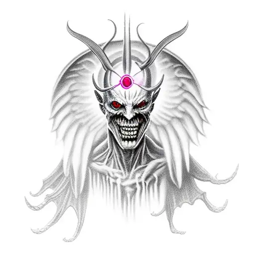 Scary Devil Full Body With Halo And Angel Wings