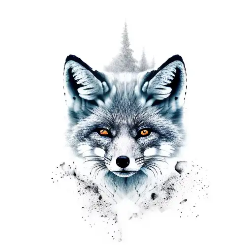 Black And White Fox Portrait