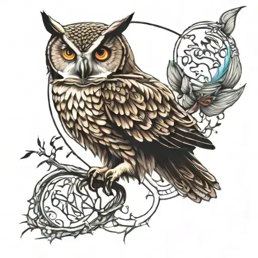 Owl And Moon