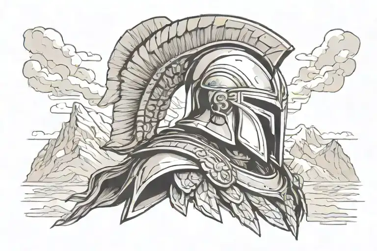 Spartan Helmet Shoulders Are Mountains