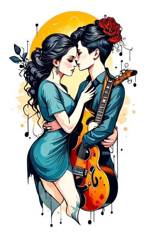 Couple Tattoo Minimalist Related To Music