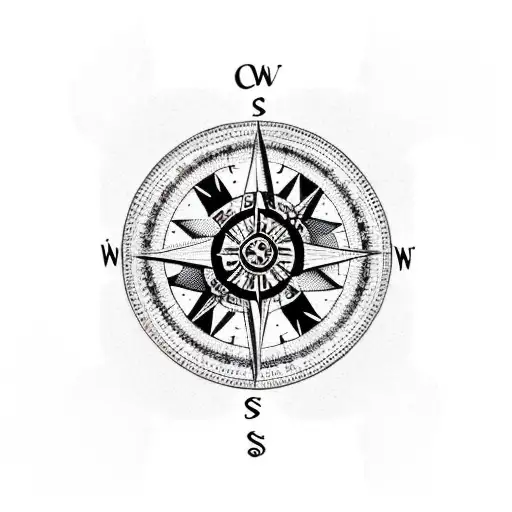 A Compass With Norse Runes Intertwined With Orchid Flowers