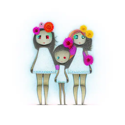 Family Of Two Daughters And A Mother