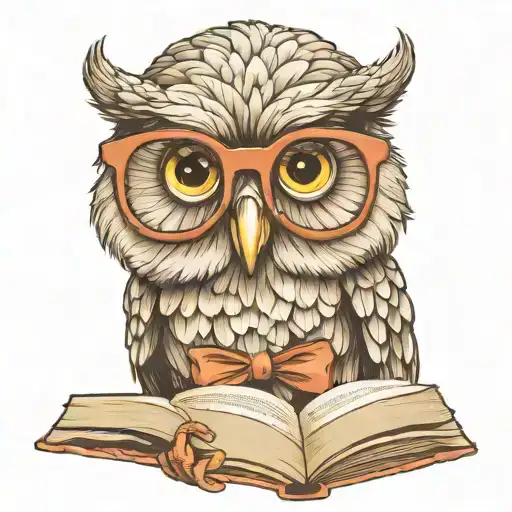 Owl With Glasses Reading A Book