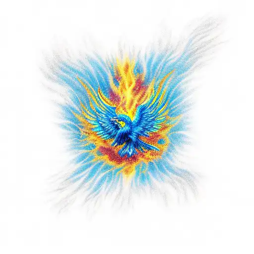 Rising Phoenix In Blue And Black