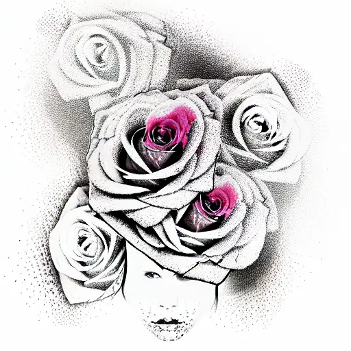 Portrait Of A Woman With Roses Crown