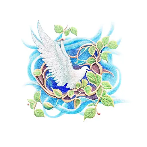 Dove With Vines And Flowers