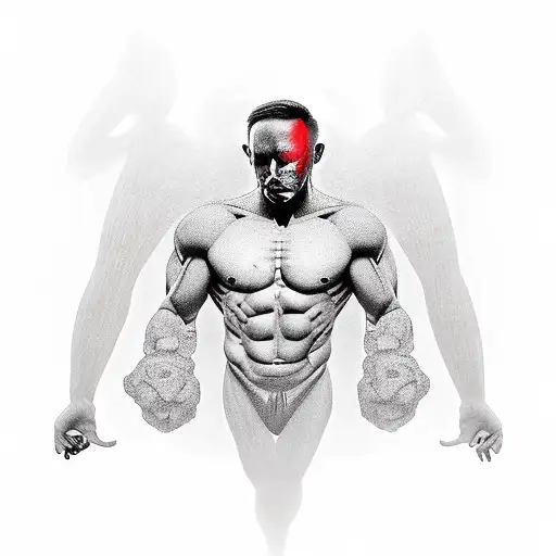 A Male Titan Levitating With A Deep And Strong Look