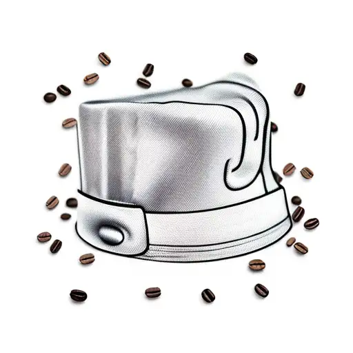 A Chef's Hat Made Of Coffee Beans With Musical Instruments As The Hat Band