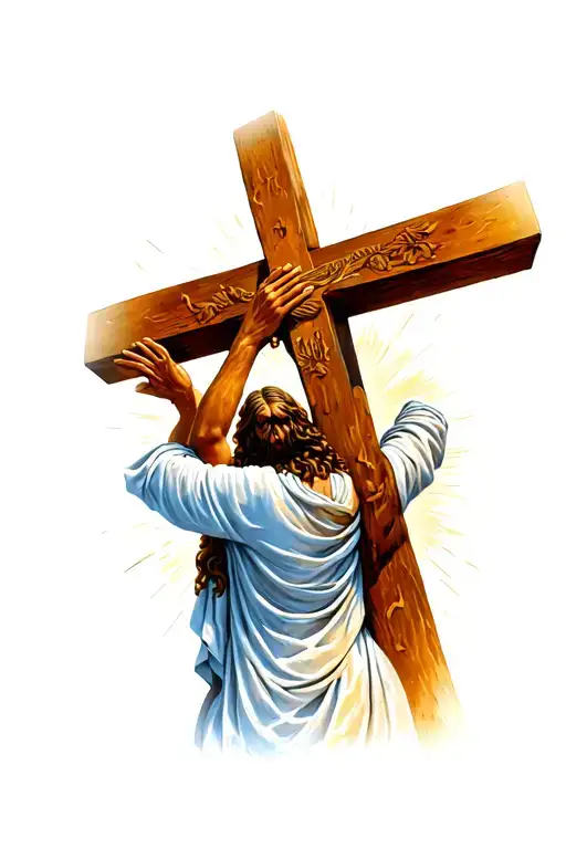 Jesus From Behind Carrying The Cross