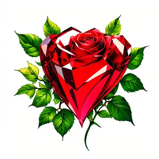 Crystal Gem Red Rose Heart