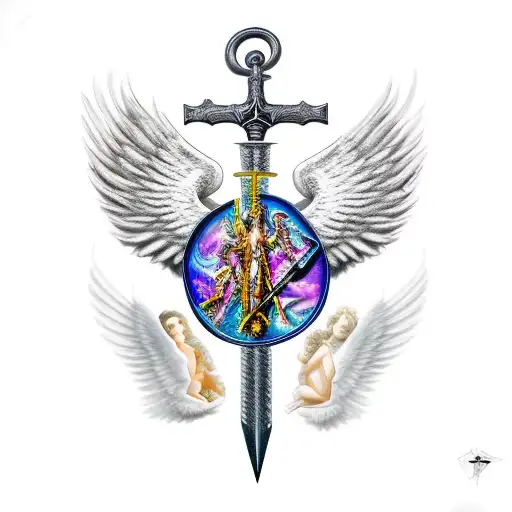 St Michael Sword And Angel Wing