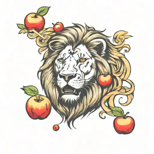 Lion With Apples And Autism Puzzle Piece