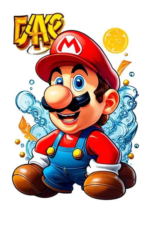 Hip Hop Style Super Mario Plumbing Tattoo Design Inspired