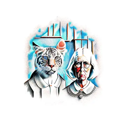 American Gothic With Animal Faces