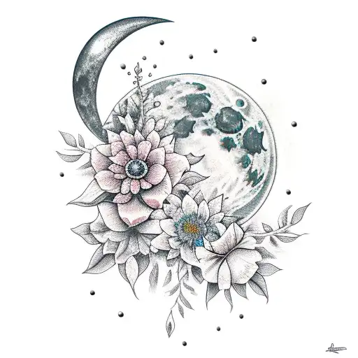 Moon And Flowers