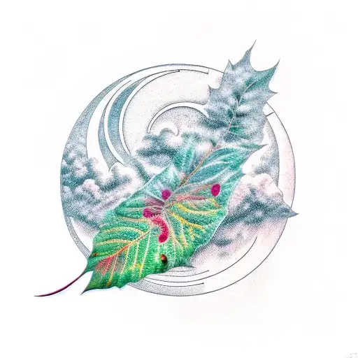 Status And Moon And Leaves