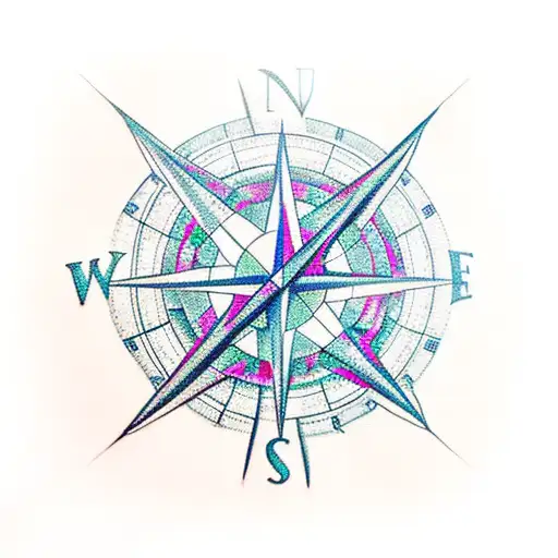 Angel Coming Out The Sky With A Compass In Her Hands