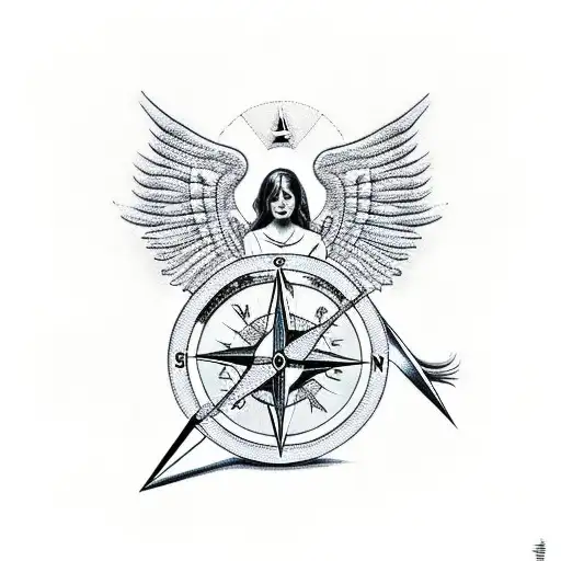 Angel Coming With A Compass In Her Hands
