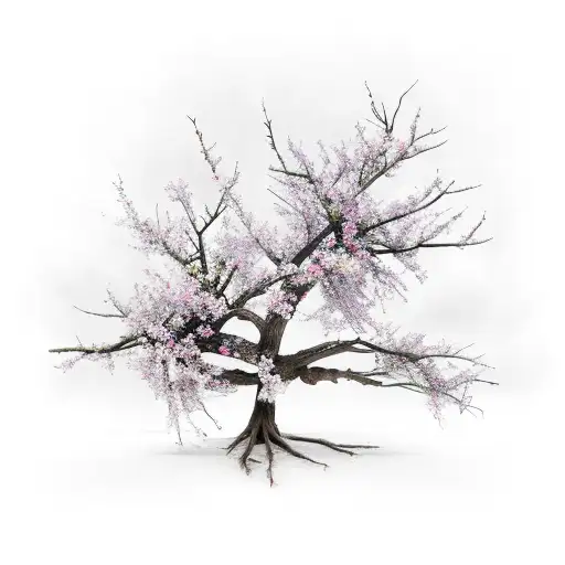 Dead Tree With Blooming Branches And Dates