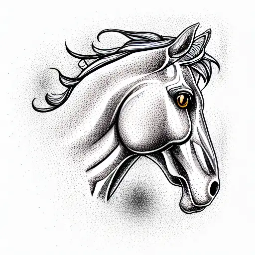 Horse With A Skyscraper Growing Out Its Head In Profile