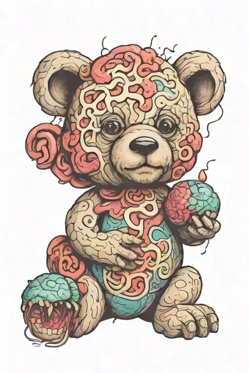Mangel Teddy Bear Holding Brain