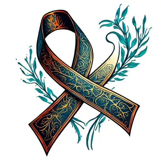 Duel Cancer Ribbon Intertwined Representing Kidney And Melinoma Cancer