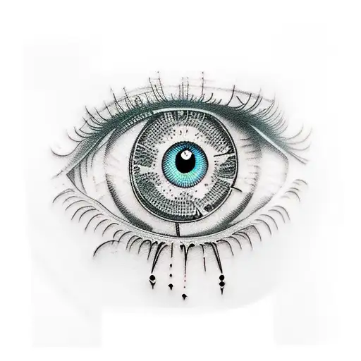 Evil Eye Mini Lines Tattoos Black