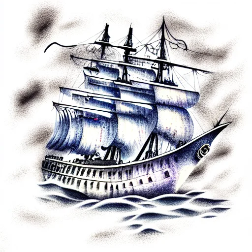 Man-of-war Ship In Dark Stormy Seas