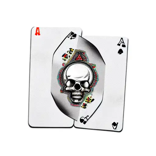 Smoking Cowboy Skull With Playing Cards