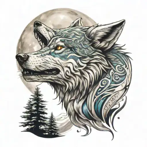 Moon Wolf Howling Wolf